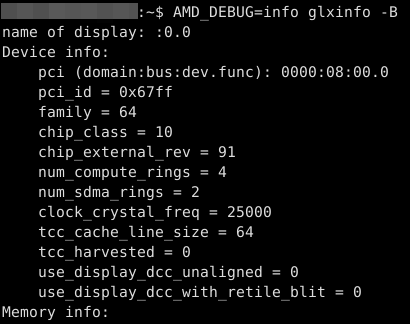 AMD_DEBUG=info result